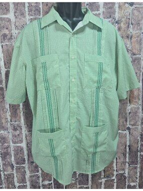 Blue Quail Green Check Short Sleeve Shirt Med UPF50+ Lightweight Polyester Mesh